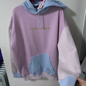 pink Colour Block Missguided Oversized Hoodie